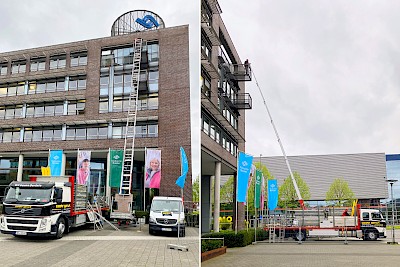 Condor Gerüst stellt das Gerüst via Schrägaufzug