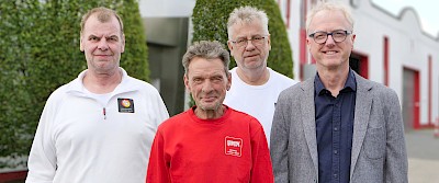 Die Jubilare von links nach rechts: Udo Wewers, Bernd Doschat, Robert Sikorski und Georg Höing