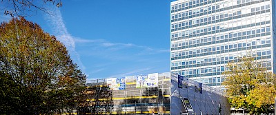 Der eingerüstete „Iduna-Pavillon“