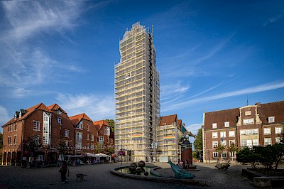 Die St. Lamberti-Kirche steht unmittelbar am Marktplatz in Coesfeld.